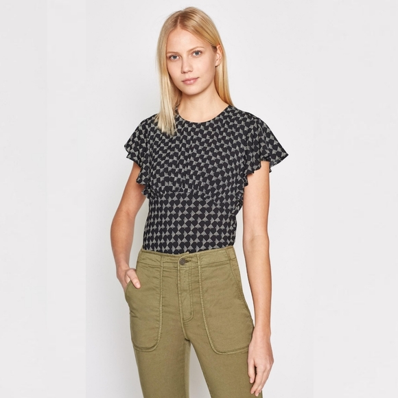 Joie Tops - 🆕SALE Joie Ansell Flutter Sleeve Geometric Blouse